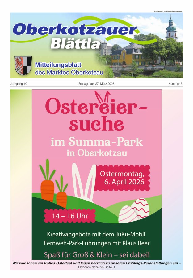 Oberkotzauer Blättla Mitteilungsblatt des Marktes Oberkotzau Titelblatt 03/2026
