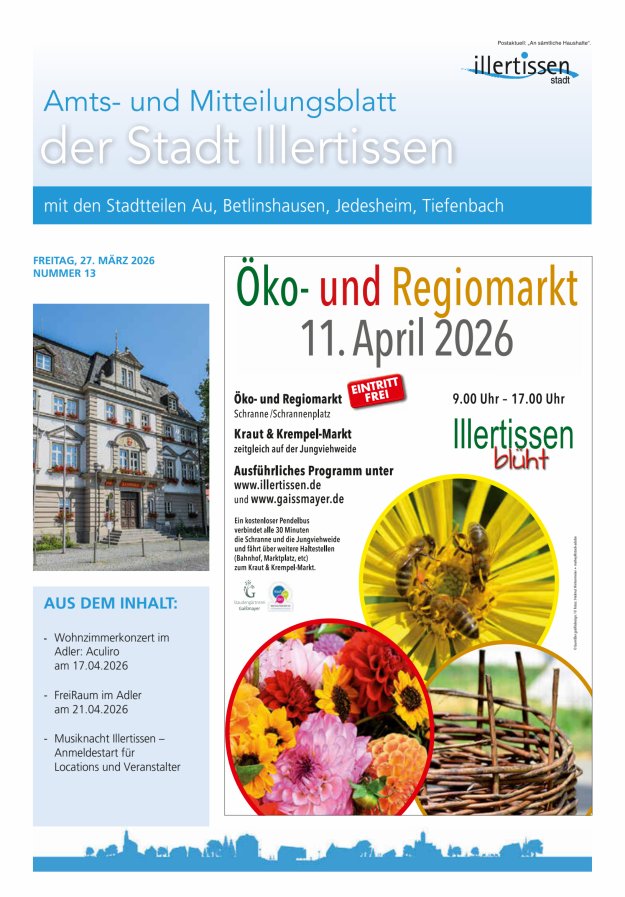 Amts- und Mitteilungsblatt Stadt Illertissen Titelblatt 13/2026