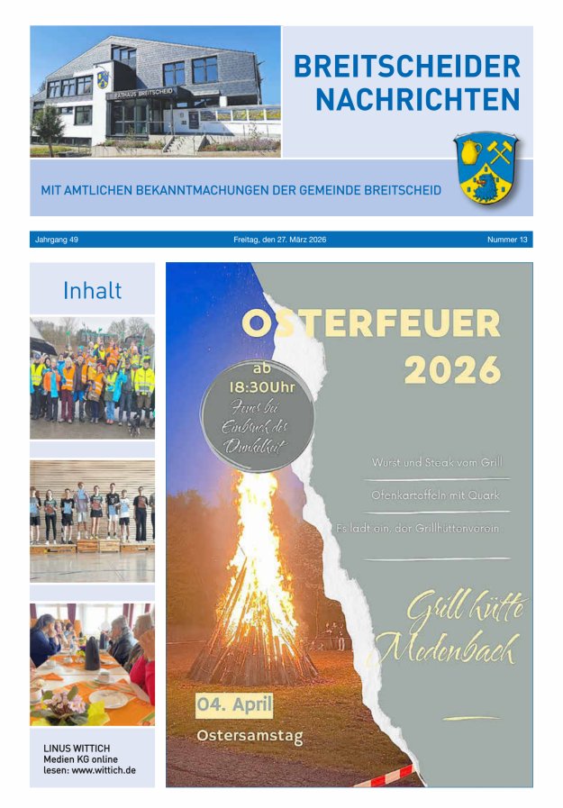 Breitscheider Nachrichten Titelblatt 13/2026