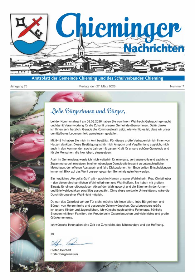 Chieminger Nachrichten Titelblatt 07/2026