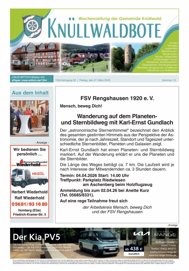 Knüllwaldbote Titelblatt 13/2026