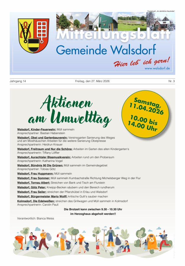 Mitteilungsblatt Gemeinde Walsdorf Titelblatt 03/2026