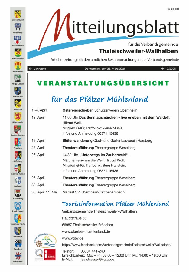 Mitteilungsblatt VG Thaleischweiler-Wallhalben Titelblatt 13/2026