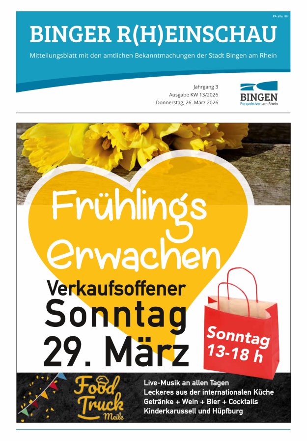 Binger R(h)einschau - Mitteilungsblatt mit den Amtlichen Bekanntmachungen der Stadt Bingen Titelblatt 13/2026