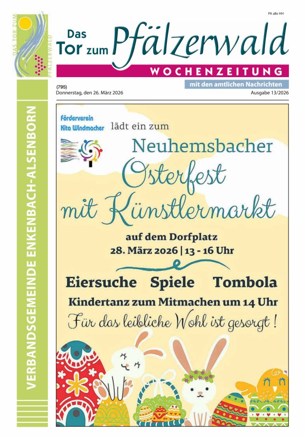 Das Tor zum Pfälzer Wald - VG Enkenbach-Alsenborn Titelblatt 13/2026