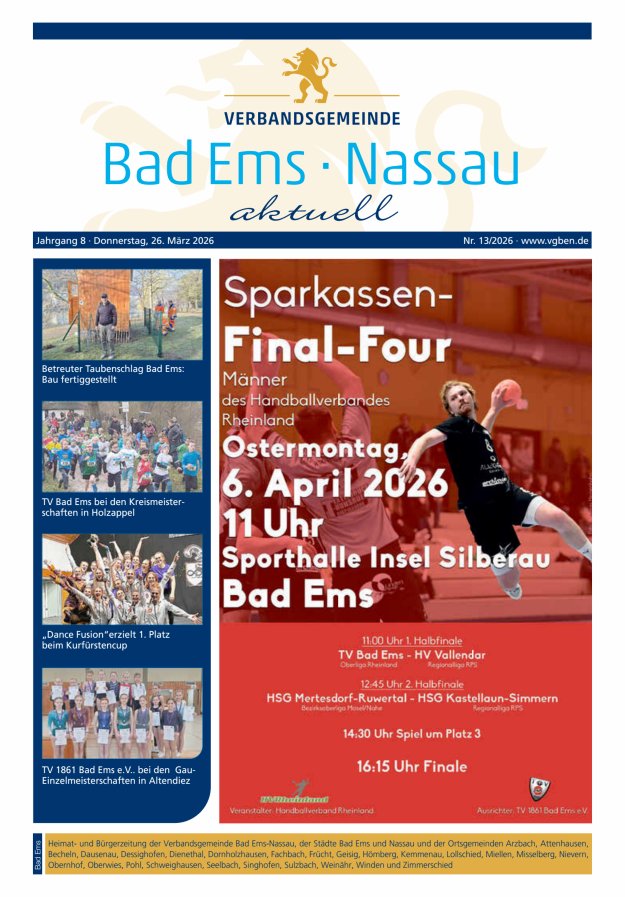 Bad Ems-Nassau aktuell Ausgabe Bad Ems Titelblatt 13/2026