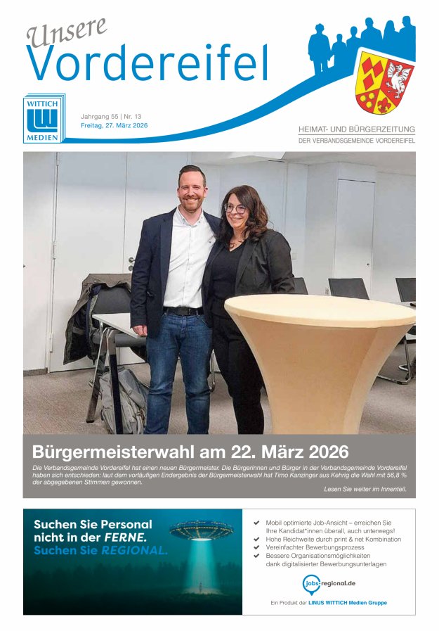 Mitteilungsblatt Vordereifel - Heimat- u Bürgerzeitung der VG Vordereifel Titelblatt 13/2026