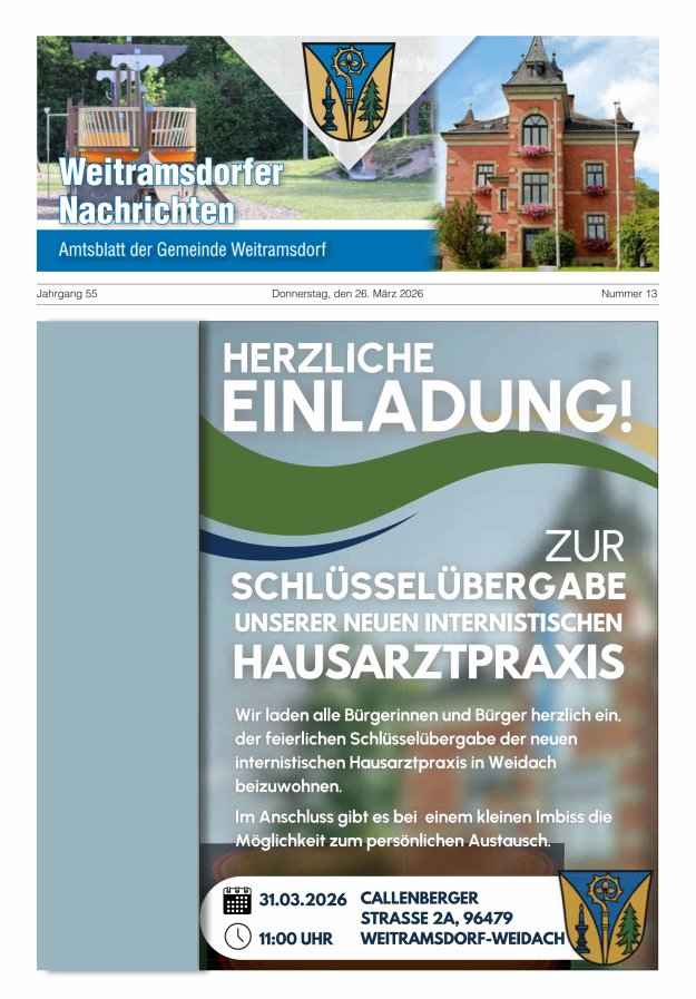 Weitramsdorfer Nachrichten Titelblatt 13/2026
