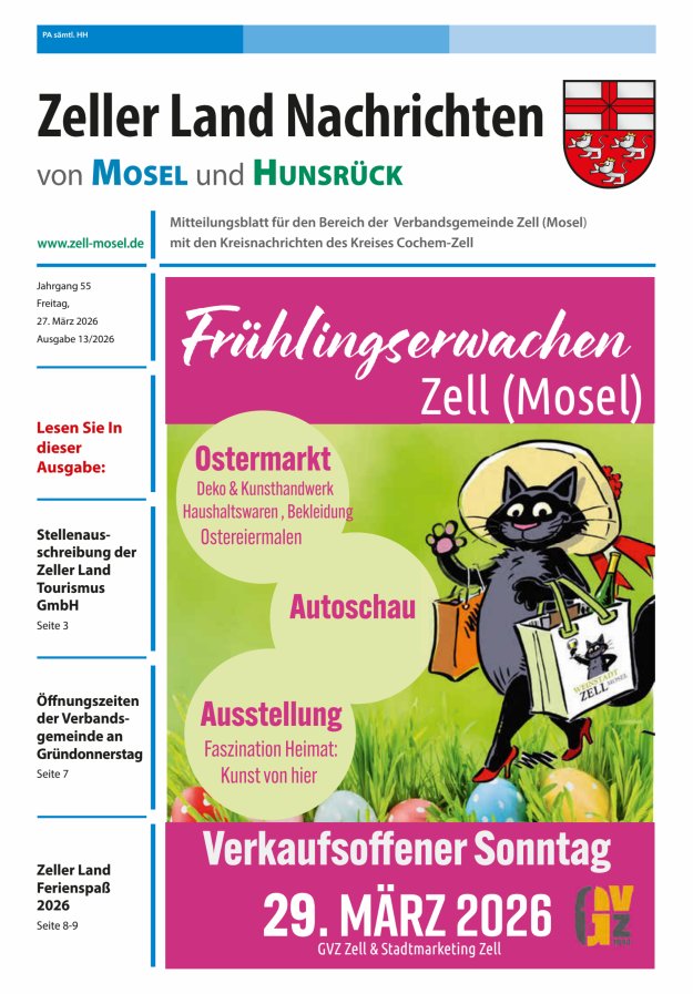 Zeller Land Nachrichten Titelblatt 13/2026