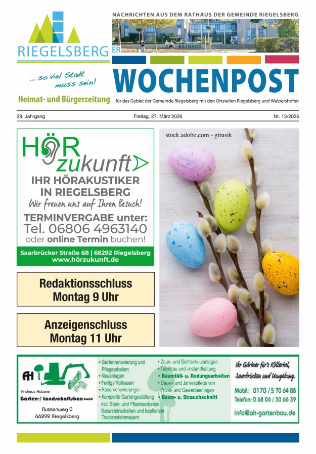 Riegelsberger Wochenpost Titelblatt 13/2026