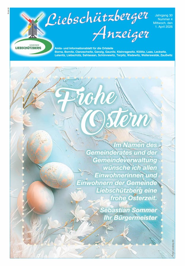 Liebschützberger Anzeiger - Amts- und Informationsblatt Titelblatt 04/2026