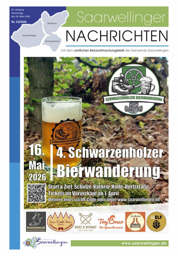 Saarwellinger Nachrichten Titelblatt 13/2026