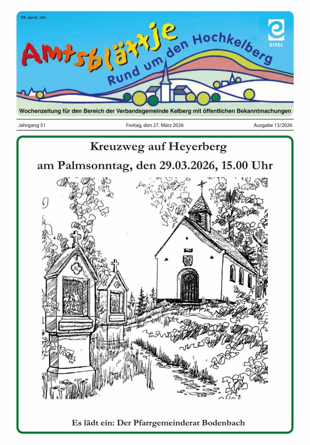 Amtsblättje - Rund um den Hochkelberg Titelblatt 13/2026