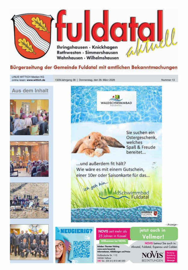 Fuldatal aktuell Titelblatt 13/2026