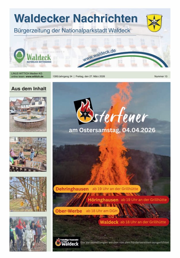 Waldecker Nachrichten Titelblatt 13/2026