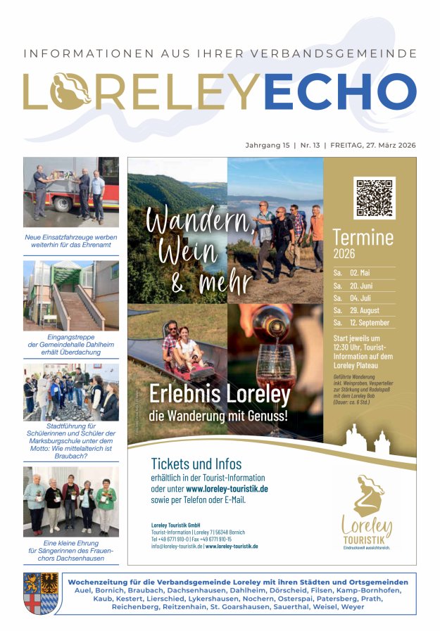 Loreley-Echo - Mitteilungsblatt der Verbandsgemeinde Loreley Titelblatt 13/2026