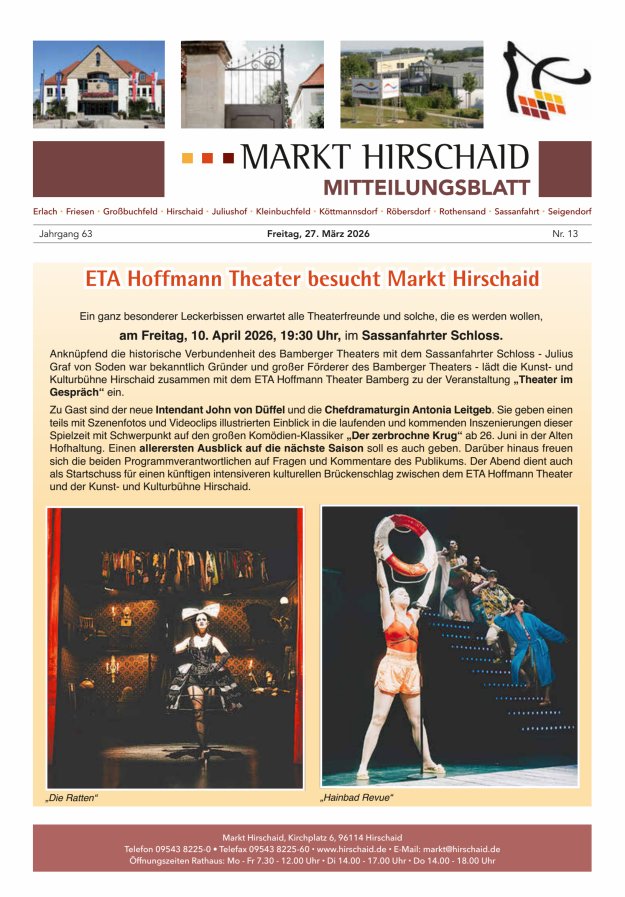 Mitteilungsblatt Markt Hirschaid Titelblatt 13/2026