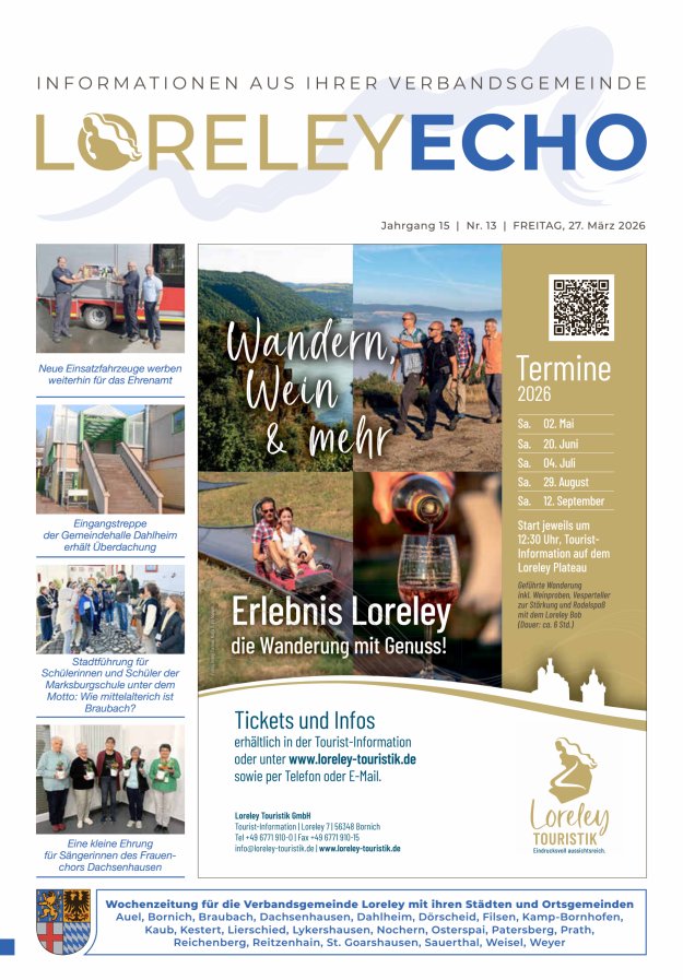 Loreley-Echo - Mitteilungsblatt der Verbandsgemeinde Loreley (Braubach) Titelblatt 12/2026