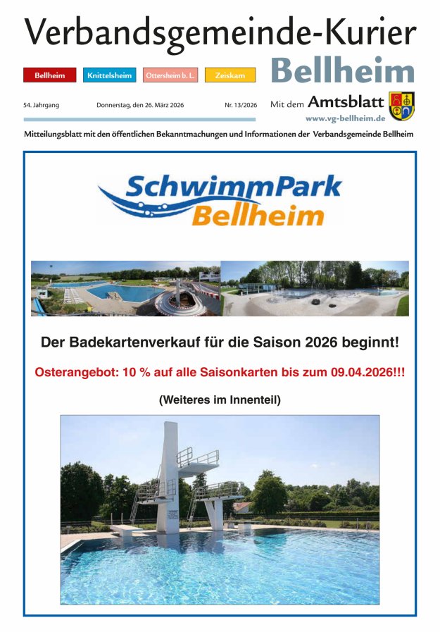 Verbandsgemeinde-Kurier Bellheim Titelblatt 13/2026