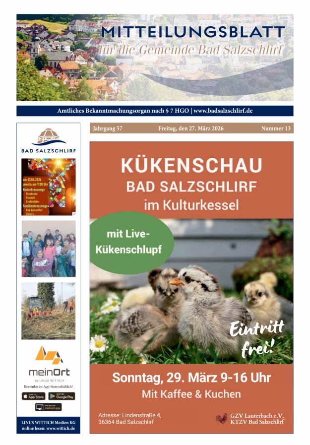Amtliches Bekanntmachungsorgan der Gemeinde Bad Salzschlirf Titelblatt 13/2026