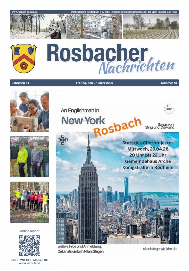 Rosbacher Nachrichten Titelblatt 13/2026