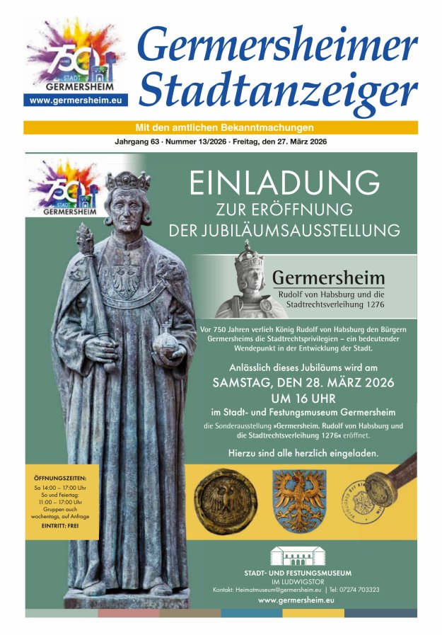 Germersheimer Stadtanzeiger Titelblatt 13/2026