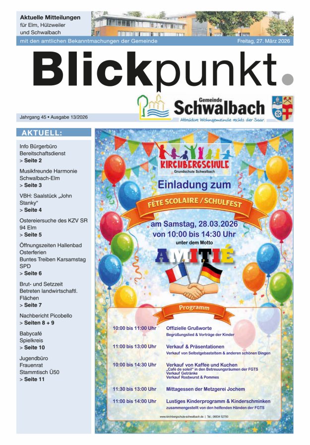 Blickpunkt Schwalbach Titelblatt 13/2026
