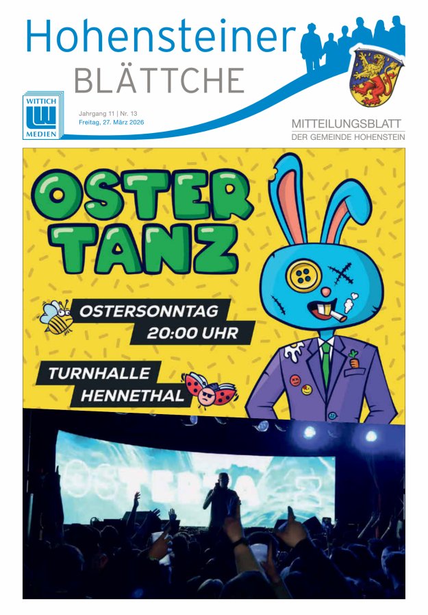 Hohensteiner Blättche Titelblatt 13/2026