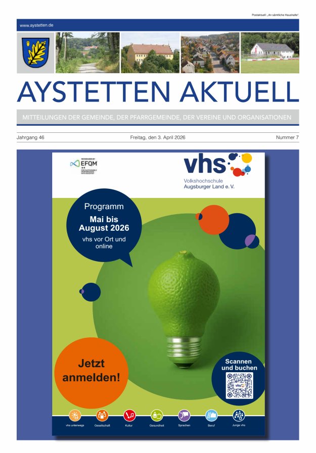 Aystetten Aktuell Wir über uns Titelblatt 07/2026