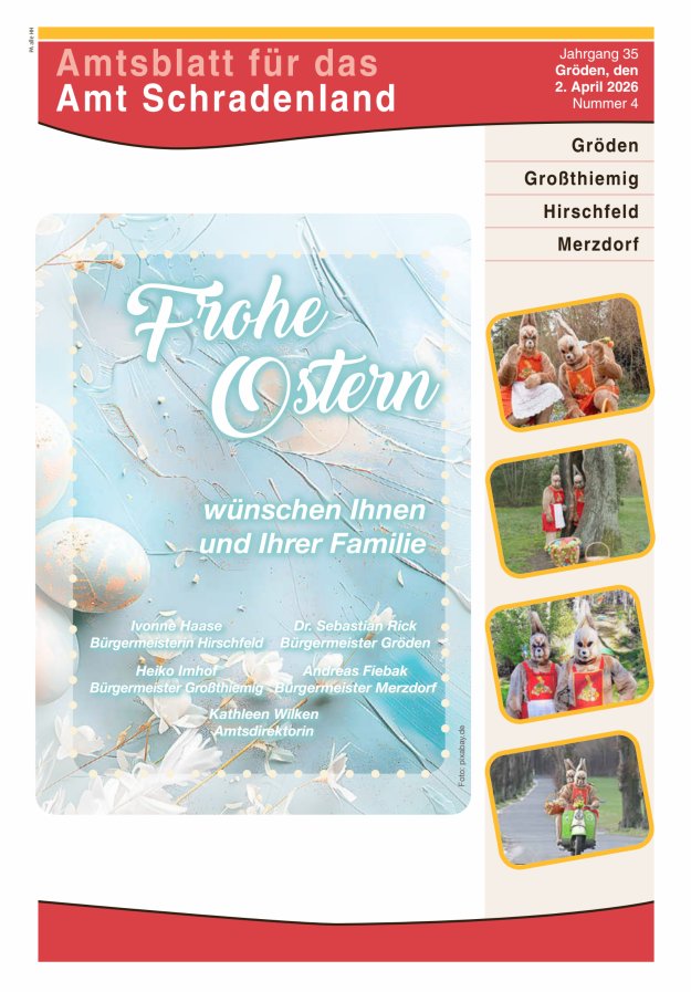 Amtsblatt für das Amt Schradenland Titelblatt 04/2026