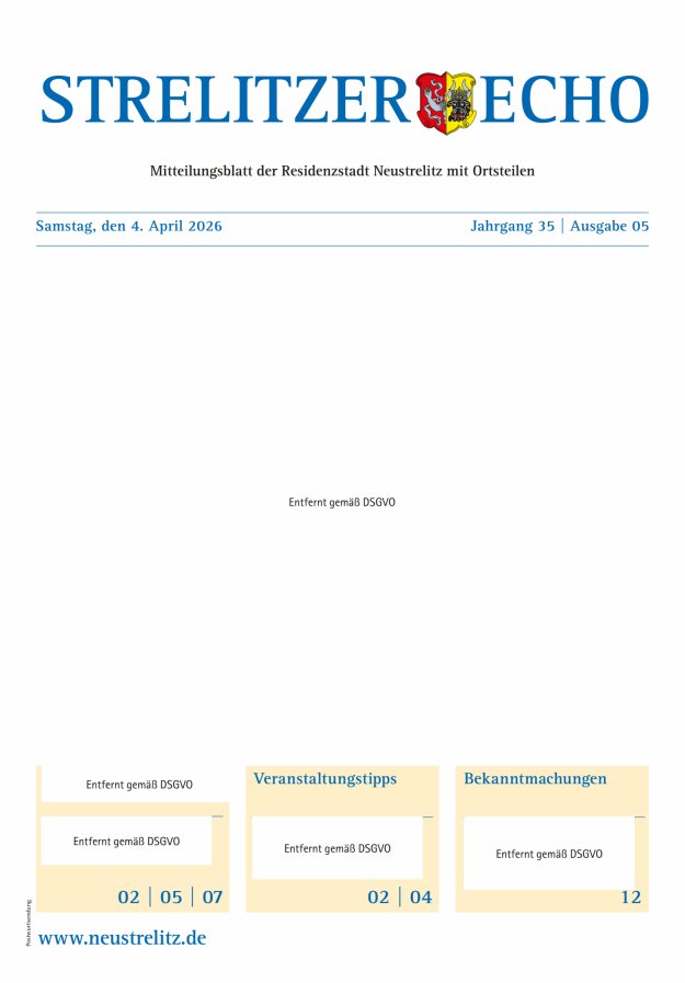 Strelitzer Echo Titelblatt 05/2026