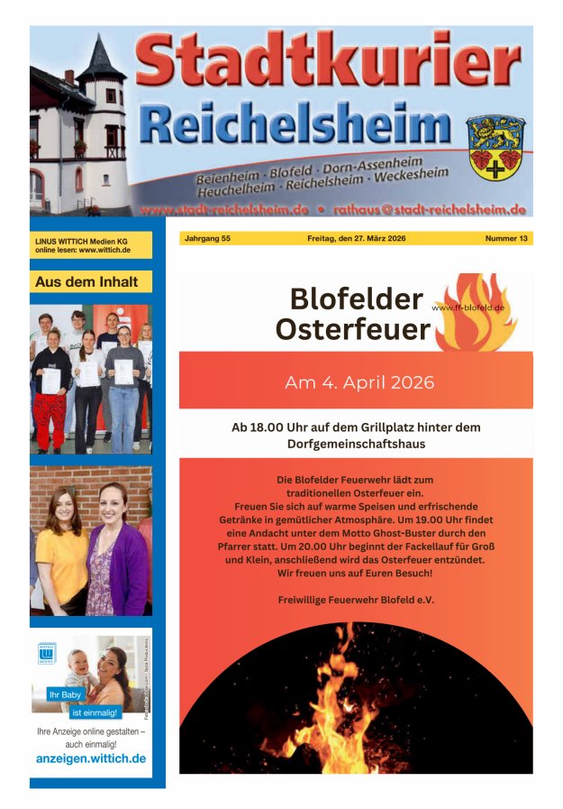 Stadtkurier Reichelsheim Titelblatt 13/2026