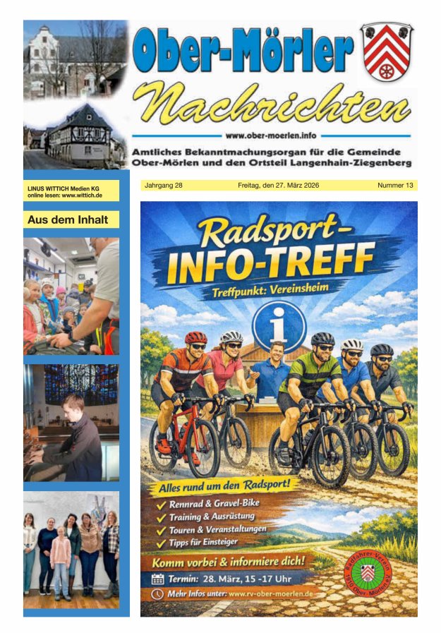 Ober-Mörler Nachrichten Titelblatt 13/2026
