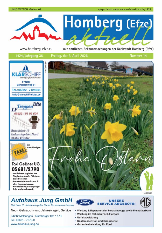 Homberg Efze aktuell Titelblatt 14/2026