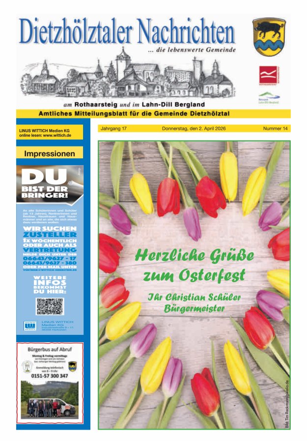 Dietzhölztaler Nachrichten Titelblatt 14/2026