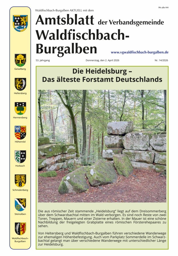 Amtsblatt der Verbandsgemeinde Waldfischbach-Burgalben Titelblatt 14/2026