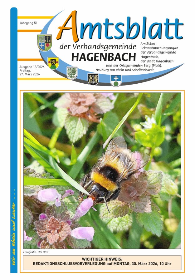 Amtsblatt der VG Hagenbach Titelblatt 13/2026