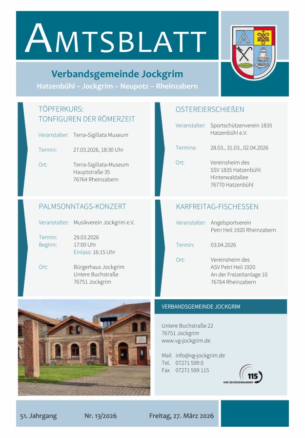 Amtsblatt VG Jockgrim Titelblatt 13/2026