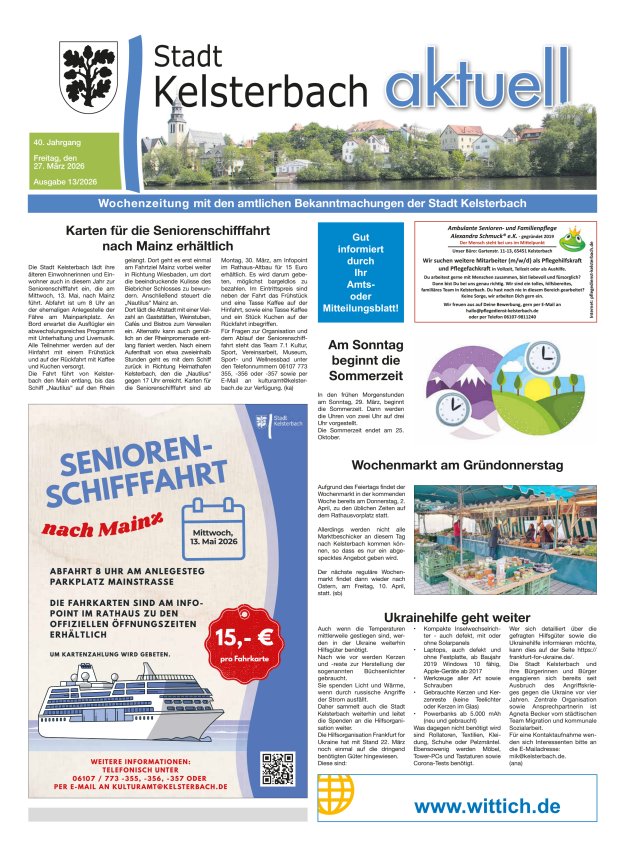 Kelsterbach aktuell Titelblatt 13/2026