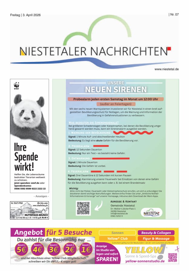 Niestetaler Nachrichten Titelblatt 07/2026