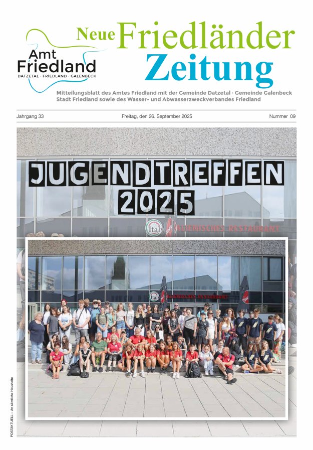 Neue Friedländer Zeitung Titelblatt 09/2025