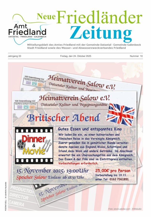 Neue Friedländer Zeitung Titelblatt 10/2025
