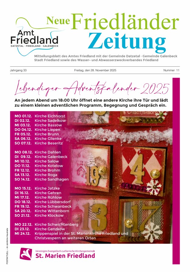 Neue Friedländer Zeitung Titelblatt 11/2025