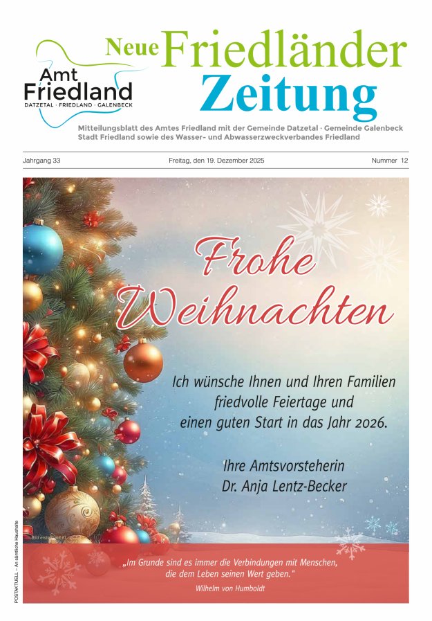 Neue Friedländer Zeitung Titelblatt 12/2025