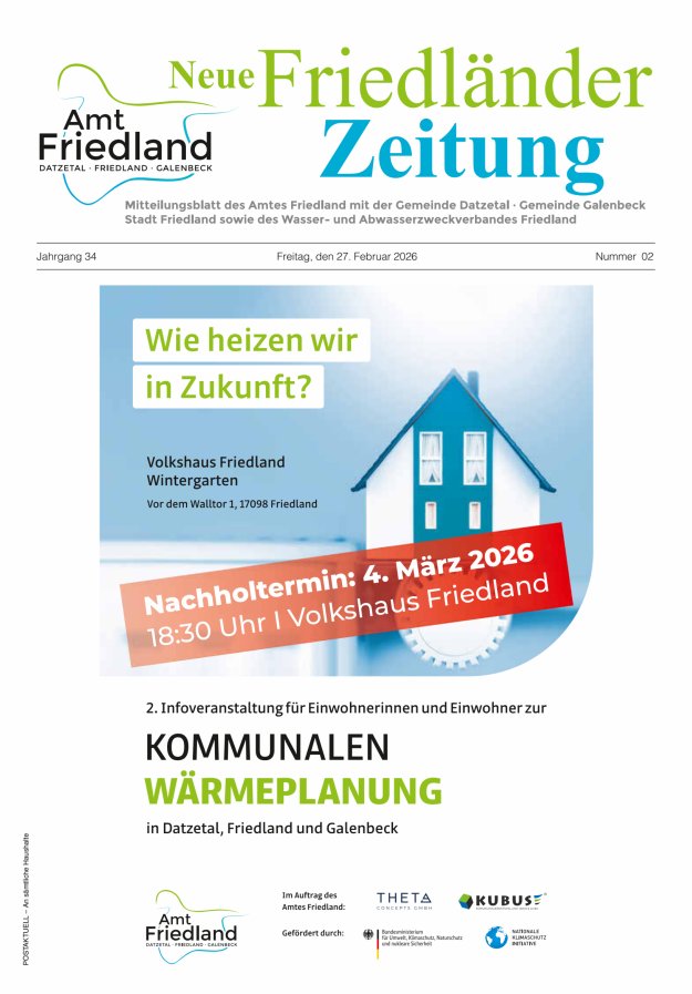 Neue Friedländer Zeitung Titelblatt 02/2026