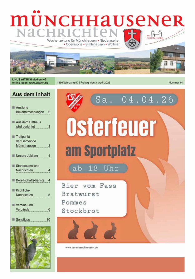 Münchhausener Nachrichten Titelblatt 14/2026