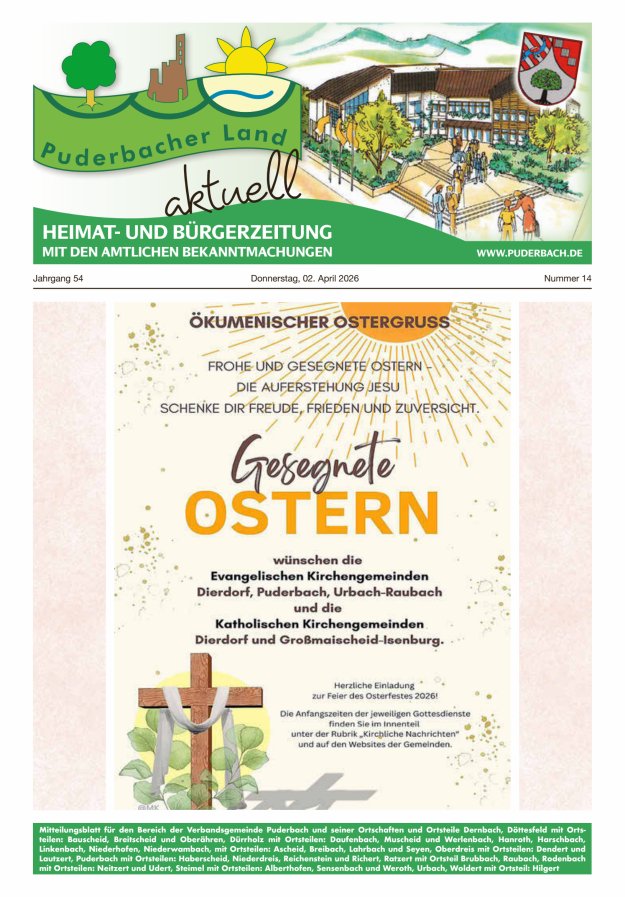 Puderbacher Land aktuell Titelblatt 14/2026
