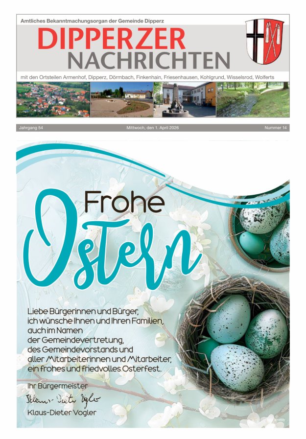 Dipperzer Nachrichten Titelblatt 14/2026