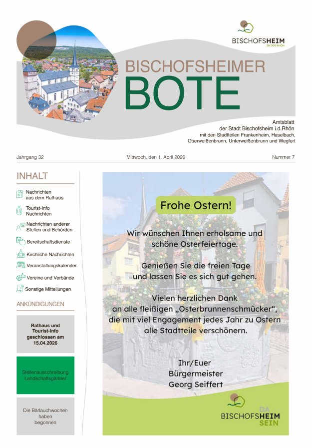 Bischofsheimer Bote Titelblatt 07/2026
