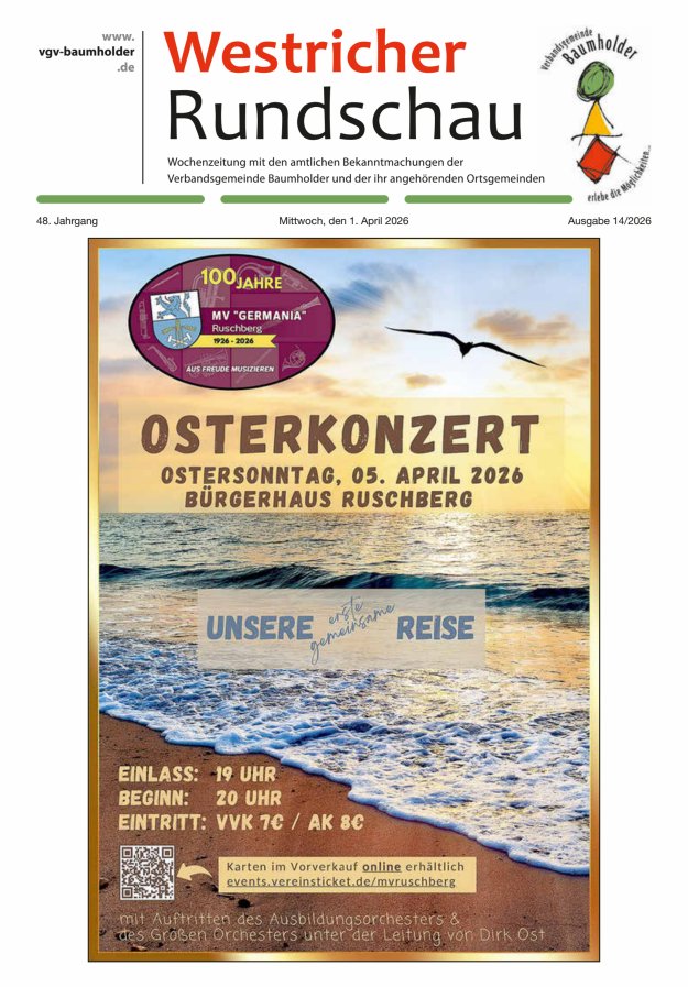 Westricher Rundschau VG Baumholder Titelblatt 14/2026